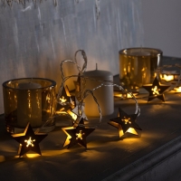 Гирлянда &laquo;Нить&raquo; 2.5 м с насадками &laquo;Звезда&raquo;, IP20, прозрачная нить, 10 LED, батарейки AAх2 (нет в комплекте), свечение тёплое белое