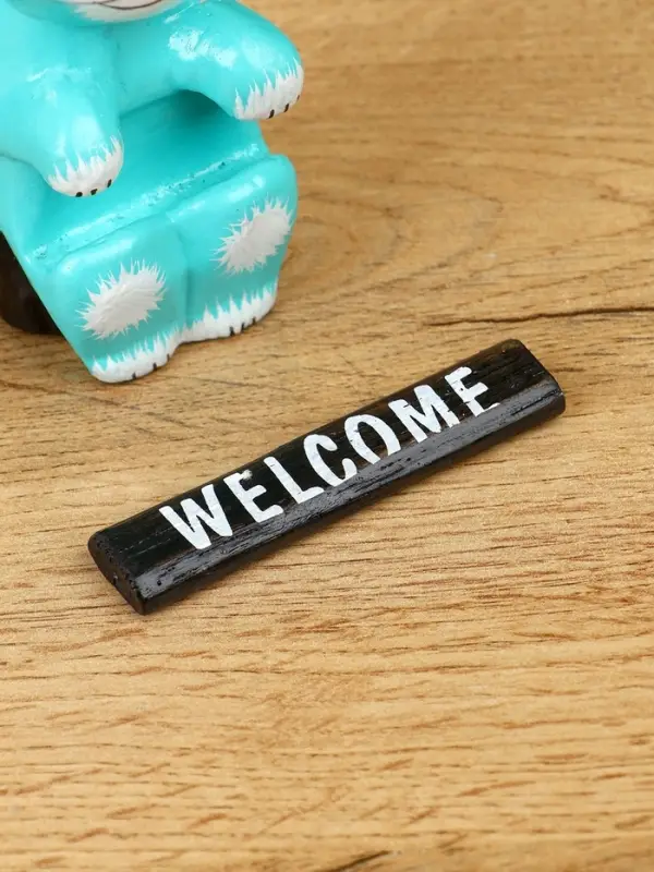 Сувенир "Кот с табличкой WELCOME" дерево 8х4х10 см, цв. бирюзовый