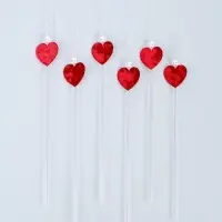 Трубочки для коктейля "сердечки, бусинки" (набор 6 шт)