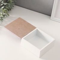 Шкатулка для украшений &laquo;Сердечки белые на сиреневом квадрате&raquo;, дерево, 12&times;12&times;5.3 см