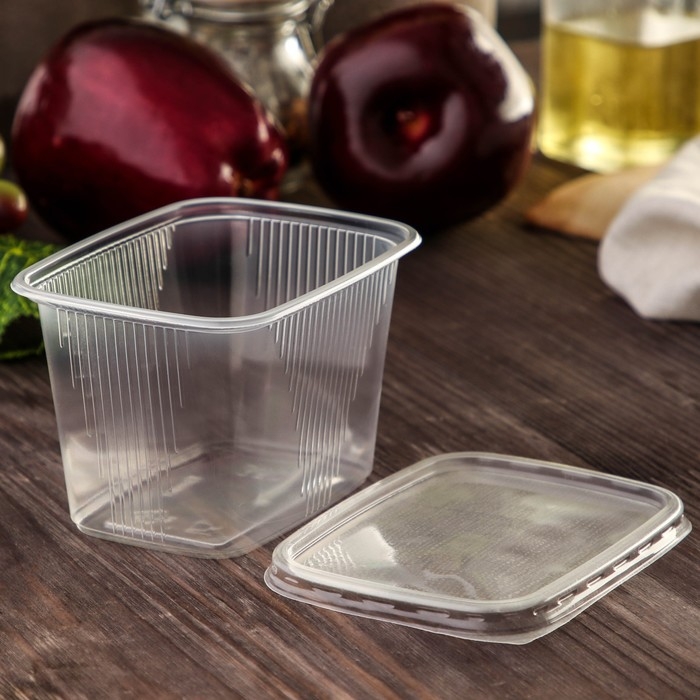 Контейнер пластиковый одноразовый с крышкой, 10 шт, 350 мл, 10,8×8,2×7 см, цвет прозрачный Контейнер пластиковый одноразовый с крышкой, 10 шт, 350 мл, 10,8×8,2×7 см, цвет прозрачный