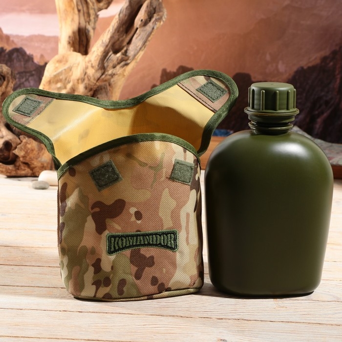 Фляга &laquo;Командор&raquo;, пластик 1 л, камуфляж песочный