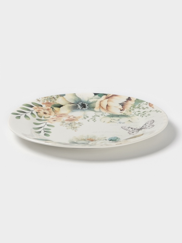 Тарелка обеденная Доляна "Цветы" цвет белый  25,5х2,5 см