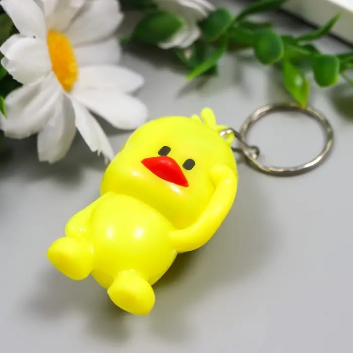 Фонарик свет на кольце "Цыплёнок" мигает МИКС 5,5х3х2,8 см