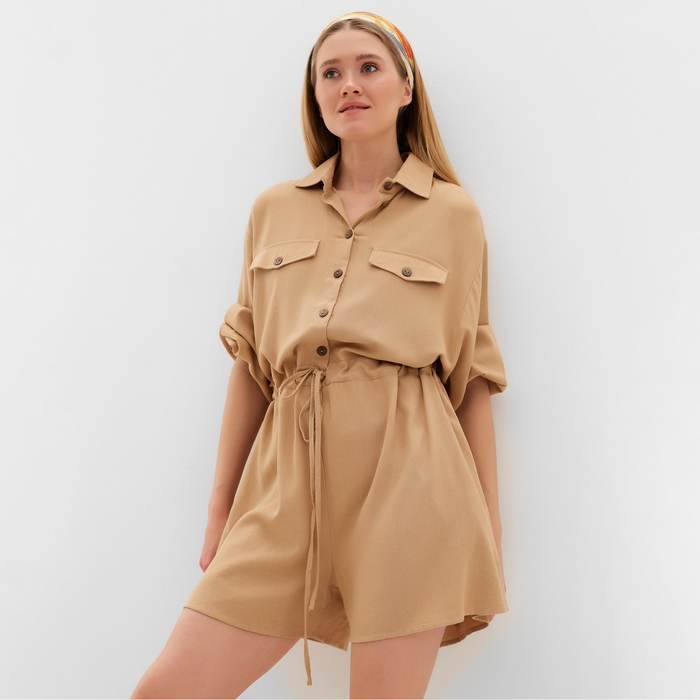 Комбинезон женский MINAKU: Casual Collection цвет бежевый, р-р 48 Комбинезон женский MINAKU: Casual Collection цвет бежевый, р-р 48