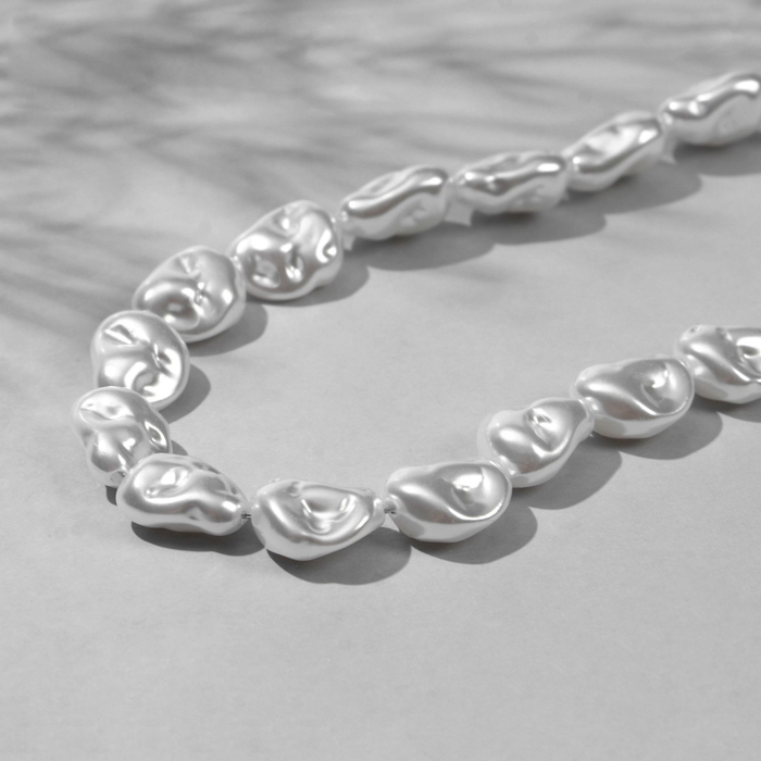 Бусины пластиковые на нити &laquo;Жемчуг&raquo; бобы 1,1&times;1,5&times;0,6 см, (набор 70 шт.), цвет белый