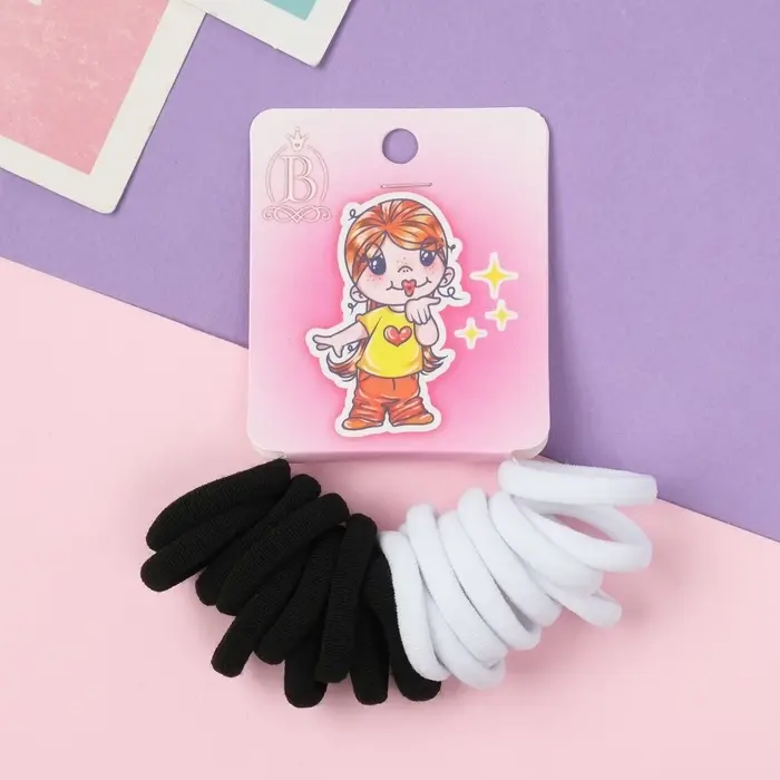 Резинка для волос "Амурные дела" (набор 20 шт) звездуля, 2,5 см, чёрный белый