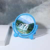 Зеркало настольное &laquo;Круг&raquo;, d зеркальной поверхности 13,5 см, цвет голубой