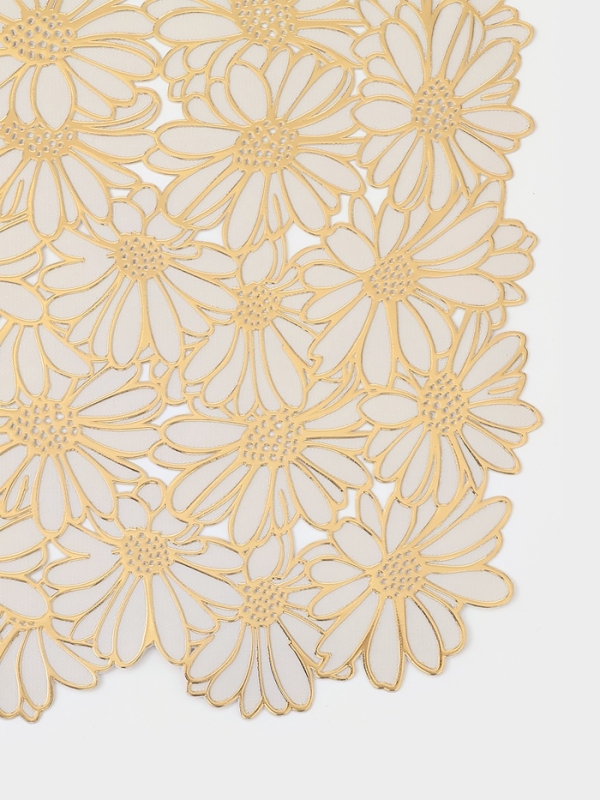 Салфетка сервировочная на стол Доляна, 45&times;30 см, бело-золотая