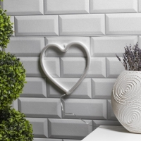 Неоновая вывеска &laquo;Сердце&raquo; 20 &times; 20 см, батарейки ААх3 (не в комплекте), USB, свечение розовое