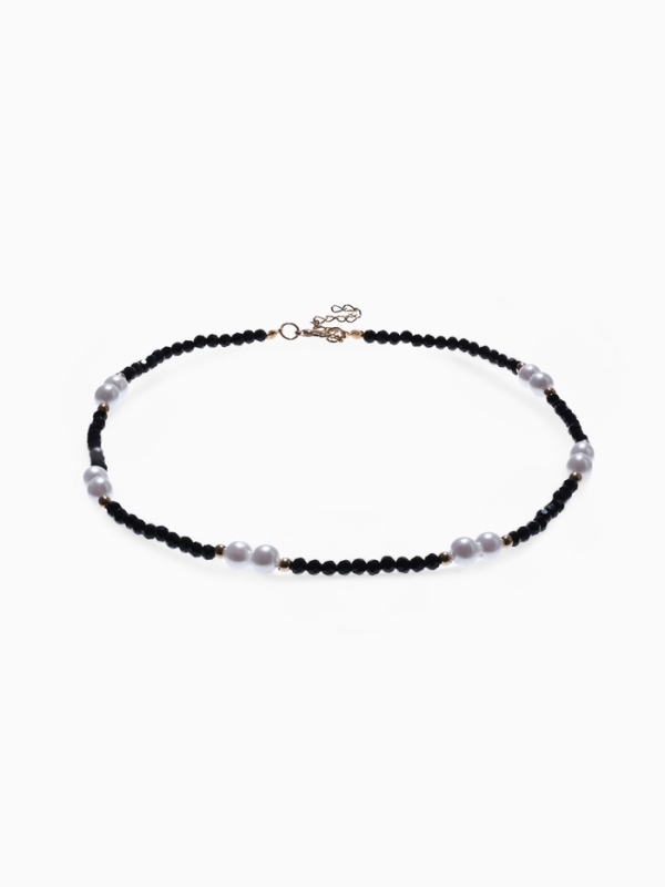 Бусы &laquo;Бисер&raquo; бусина №8, чёрно-белый в золоте, 40 см