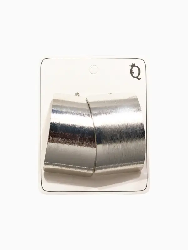 Серьги металл "Дуга"  гладкая, тренд, цвет серебро