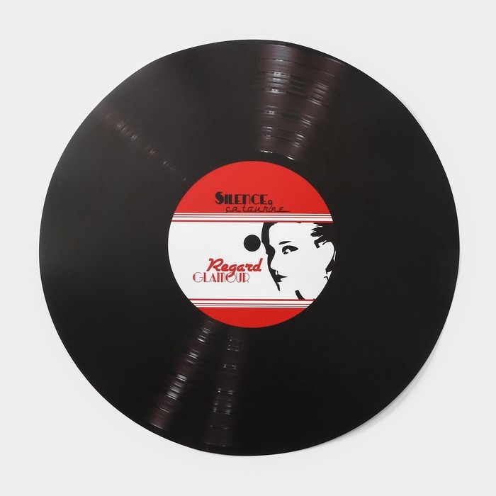 Салфетка сервировочная на стол Доляна &laquo;Виниловая пластинка&raquo;, d=38 см, цвет чёрный