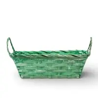 Корзина плетеная 24 х 20 х 8 см,боковые ручки, зеленый квадрат