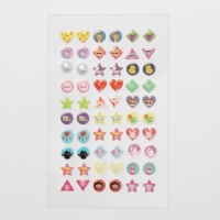 Серьги пластик «Наклейки» улыбка, яркие, цветные Серьги пластик «Наклейки» улыбка, яркие, цветные