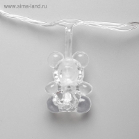 Гирлянда &laquo;Нить&raquo; 5 м с насадками &laquo;Мишки&raquo;, IP20, прозрачная нить, 20 LED, свечение мульти (RG/RB), мигание, 220 В