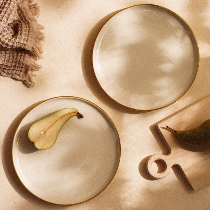 Набор тарелок фарфоровых SL Home &laquo;Леггеро&raquo;, d=25,5 см, цвет бежевый