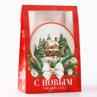Коробка подарочная новогодняя складная &laquo;Снежный шар&raquo;, 15 х 7 х 22 см, Новый год