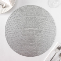 Салфетки сервировочные на стол Доляна &laquo;Волна&raquo;, d=38 см, 4 шт, цвет серебро