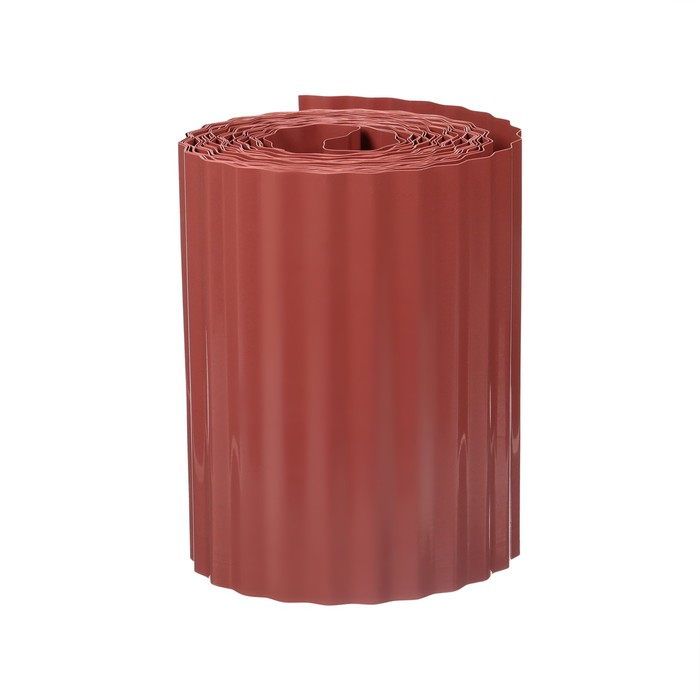 Лента бордюрная, 0.2 &times; 9 м, толщина 0.6 мм, пластиковая, гофра, тёмно-коричневая, Greengo