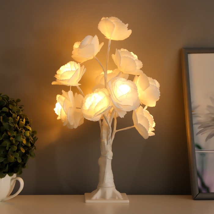 Ночник "Белые розы" LED белый 17x17x34 см