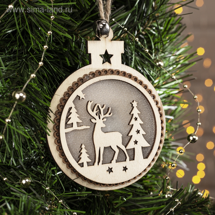 Ёлочная игрушка &laquo;Шар с оленем&raquo;, от батареек, свечение тёплое белое