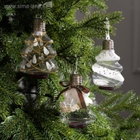 Набор ёлочных шаров &laquo;Ёлочки белые&raquo; 3 шт., батарейки, 5 LED, свечение белое