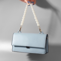 Ручка для сумки, жемчужные бусы, d = 12/14/16 мм, 39 см, цвет белый/золотой