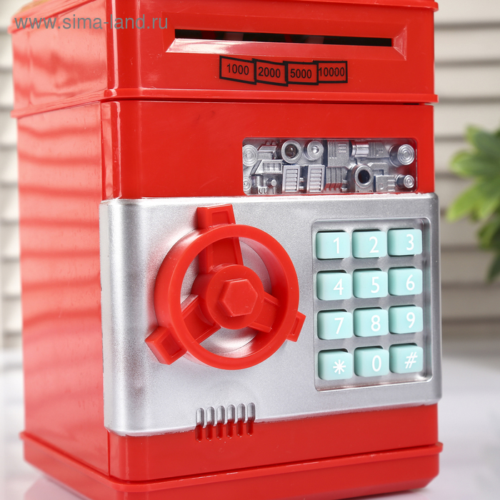 Копилка пластик для монет и купюр Копилка пластик для монет и купюр"Сейф "кодовый замок, звук 3АА МИКС 19,5х12,3х13 см
