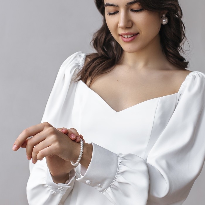 Браслет жемчуг &laquo;Невеста&raquo; шар №6, цвет молочный, d=5,5 см