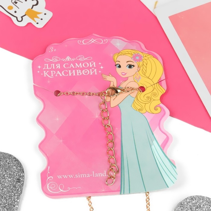 Кулон детский &laquo;Выбражулька&raquo; единорог с бантом, цвет бело-розовый в золоте