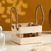 Кашпо деревянное 12×11×9 см "Однушка Лайт" реечное, ручка верёвка, натуральный Дарим Красиво Кашпо деревянное 12×11×9 см "Однушка Лайт" реечное, ручка верёвка, натуральный Дарим Красиво