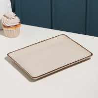 Блюдо фарфоровое Pearl, 23&times;17см, бежевое