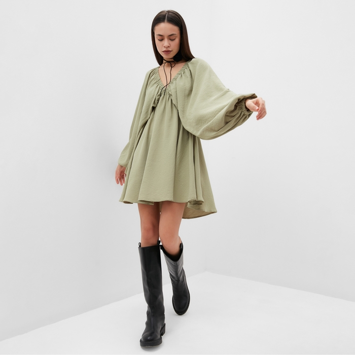 Платье женское MIST с глубоким вырезом р. 44, оливковый Платье женское MIST с глубоким вырезом р. 44, оливковый
