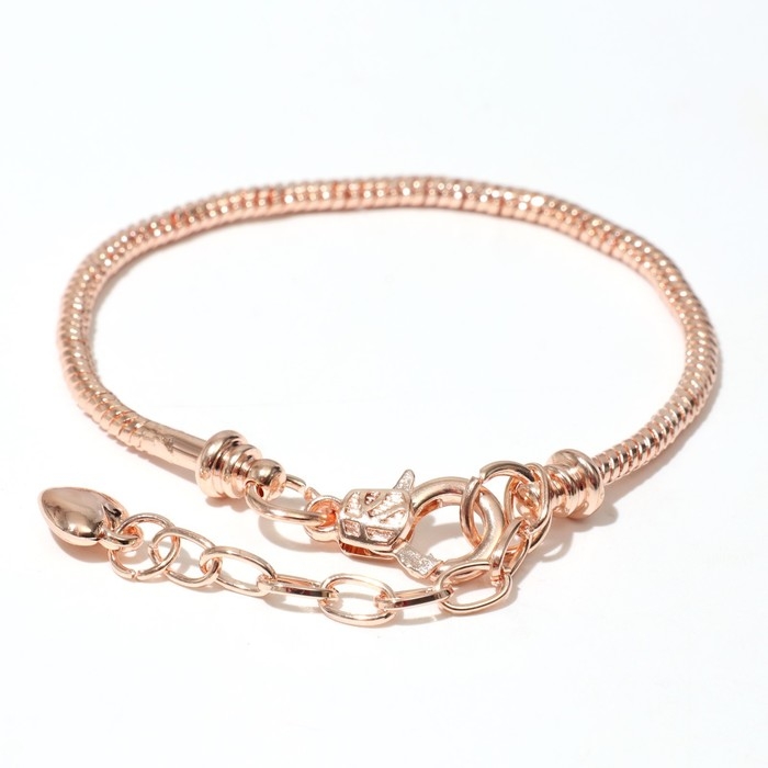 Основа для браслета &laquo;Карабин&raquo;, цвет розовое золото, 17 см + 5 см удлинитель