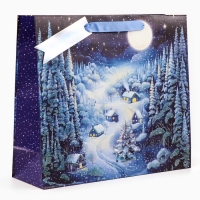 Новый год. Пакет подарочный "Зимняя ночь", люкс, 36 х 32 х 12 см. Новый год. Пакет подарочный "Зимняя ночь", люкс, 36 х 32 х 12 см.
