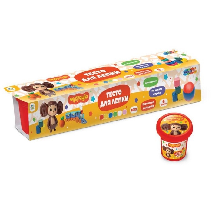 Тесто для лепки в банках &laquo;Чебурашка&raquo;, 6 цв. по 50 гр