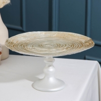 Блюдо сервировочное &laquo;Античная роза&raquo;, d=28 см, на ножке, цвет золотой