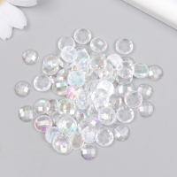 Декор для творчества пластик "Страза круглая с гранями. Перламутр" набор 100 шт 1х1 см