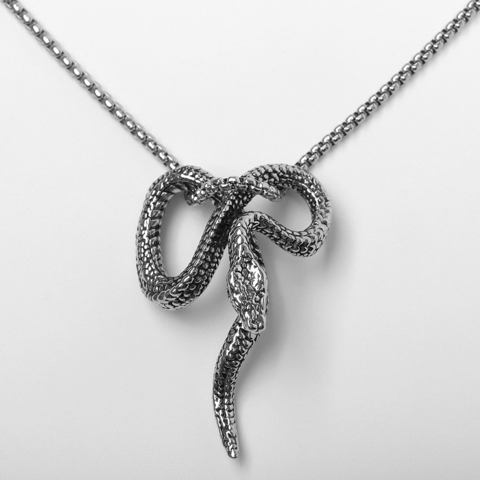 Новый год! Символ года 2025! Кулон &laquo;Змея&raquo;, цвет серебро, 60 см
