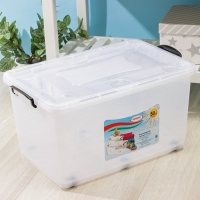 Контейнер для хранения с крышкой, 50 л, 61&times;39&times;32 см, на колёсиках, прозрачный