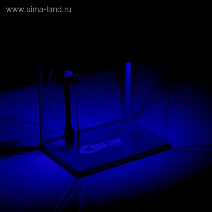Аквариум SeaStar HX-390F в комплекте: LED-лампа 3х цветная, 7 режимов, фильтр, 30 л, голубой