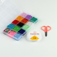 Набор для создания украшений, 15 цветов, размер 1 штуки: 3 мм., леска, ножницы