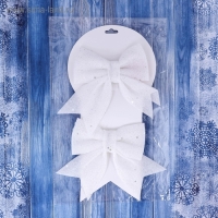 Украшение ёлочное "Бант со звёздочками" (набор 2 шт) 12х12 см, белый Украшение ёлочное "Бант со звёздочками" (набор 2 шт) 12х12 см, белый