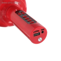 Колонка-микрофон для караоке WS-1816ch, 2х3 Вт, 1800 мАч, подсветка, красный