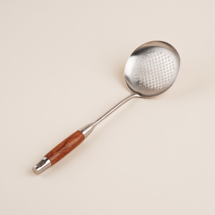 Шумовка из нержавеющей стали SLHome, &laquo;Рустик&raquo; 39&times;12,5 см, цвет серебряный