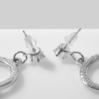 Серьги эмаль &laquo;Панды&raquo; на кольцах, цвет чёрно-белый в серебре