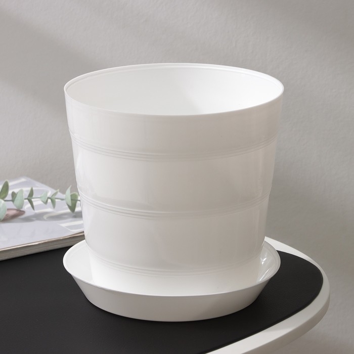 Горшок с поддоном «Классик», 4,4 л, цвет белый Горшок с поддоном «Классик», 4,4 л, цвет белый