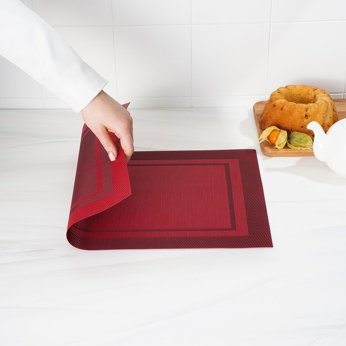 Салфетка сервировочная на стол Доляна &laquo;Окно&raquo;, 45&times;30 см, цвет красный