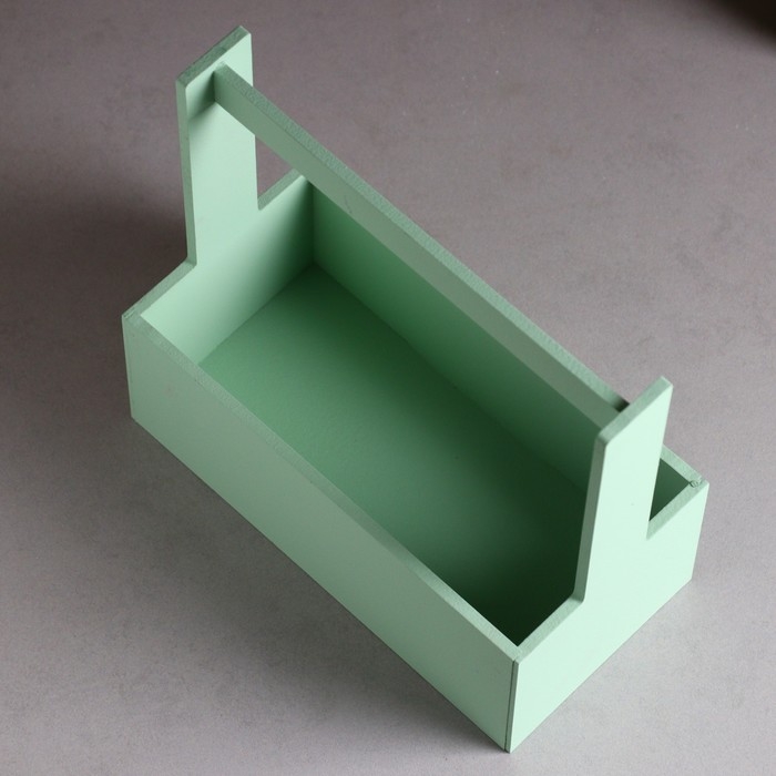 Кашпо деревянное Кашпо деревянное "Эллада большая, сетка", с ручкой, 25×12,5×10(25) см Оливковый